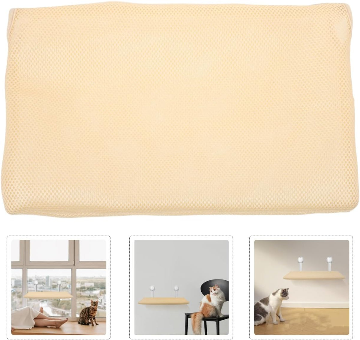 HANABASS Cat Window Bed Hammock Cover Breathable Cotton Sleeve, Khaki, Zipper Design Easy to Clean, 17.71 X 12.59 Inches, Cat Perch Cover for Comfortable Pet Resting