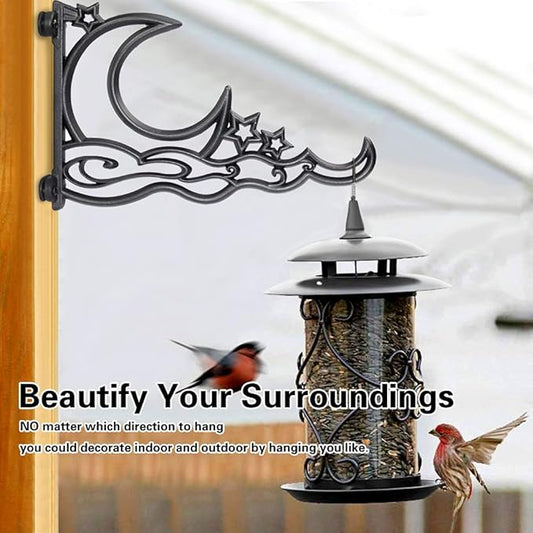 1pc 13 Inch Heavy Duty Hanging Plant Bracket, Moon Star Metal Hanging Hook Wall Art Décor Outdoor Indoor, Durable Rust-Resistant Plant Hanger Hook for Hanging Plants Birdhouse Lantern Wind Chime