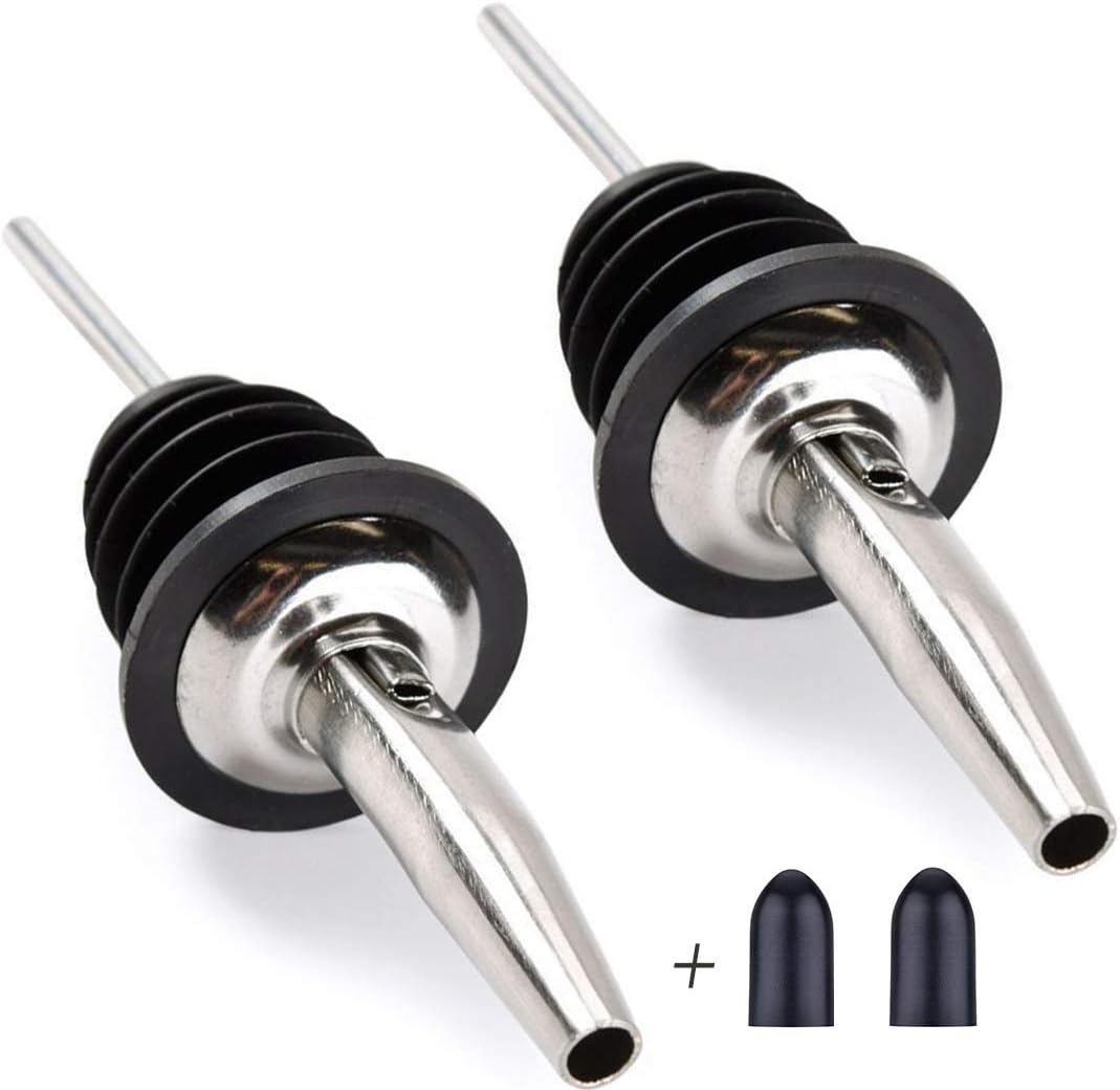 LanMa Olive Oil Spout Pourer, 2PCS Stainless Steel Liquor Bottle Pourers Spouts