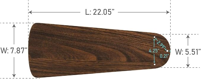 Craftmade B554PR-DOK Premier Fan Blades Replacement 54-Inch, Hand-Scraped Dark Oak, Set of 5