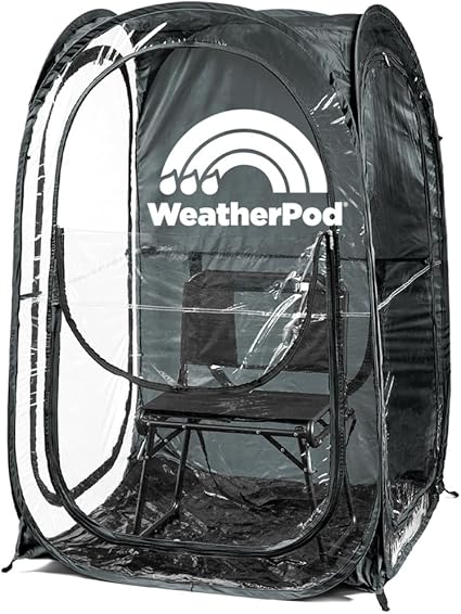 WeatherPod The Original Shark Tank MyPodTM 1-2 Person Pop-Up Pod - Stay Warm, Dry, and Out of The Sun - Weather Pod for Sports, Rain, or Wind (Black, 40" L x 40" W x 59" H)