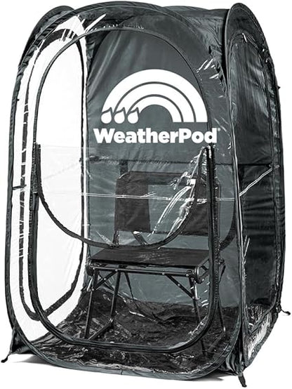 WeatherPod The Original Shark Tank MyPodTM 1-2 Person Pop-Up Pod - Stay Warm, Dry, and Out of The Sun - Weather Pod for Sports, Rain, or Wind (Black, 40" L x 40" W x 59" H)