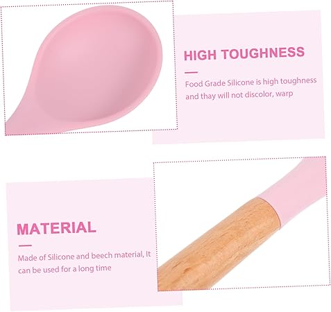 Zerodeko Beech Handle Silicone Spoon Kitchen Utensils for Cooking Nonstick Heat Resistant for Kitchen Needs