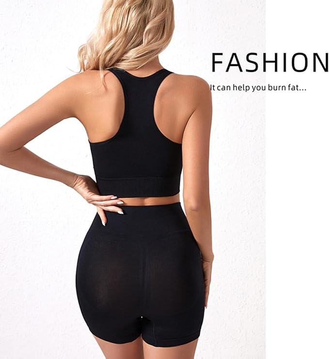 Women Two Pieces Set Sport Bras Bra High Waist Leggings Running Workout Outfits Shockproof Sports Exercise Set