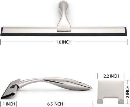 Hiware All-Purpose Shower Squeegee for Shower Doors, Bathroom, Window and Car Glass - Stainless Steel, 10 Inches (squeegee only)