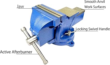 6" Bench Vise, Double Swivel Rotating Vise Head, Heavy Duty Table Top Pipe Vise with Anvil Swivel 360-Degree Rotation, Desktop Clamp 150mm Jaw for Crafting, Industrial Woodworking