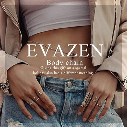 Rhinestone Waist Chain Layered Body Chain Heart Sliver Belly Chain Nightclub Party Body Jewelry Accessories For Women