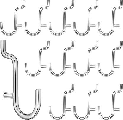 Baluue 20pcs Metal Pegboard J Hooks Stainless Steel Peg Hooks for Pegboard Assortment, Peg Hooks Accessories Pegboard Hooks for Hanging Storage Jewelry Key Display