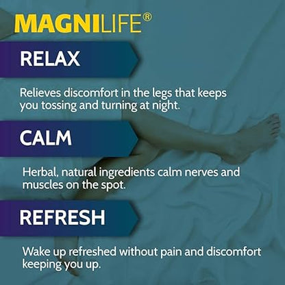MagniLife Relaxing Leg Cream PM, Deep Penetrating Topical for Pain and Restless Leg Syndrome Relief, Naturally Soothe Cramping, Discomfort, and Tossing with Lavender and Magnesium - 4oz