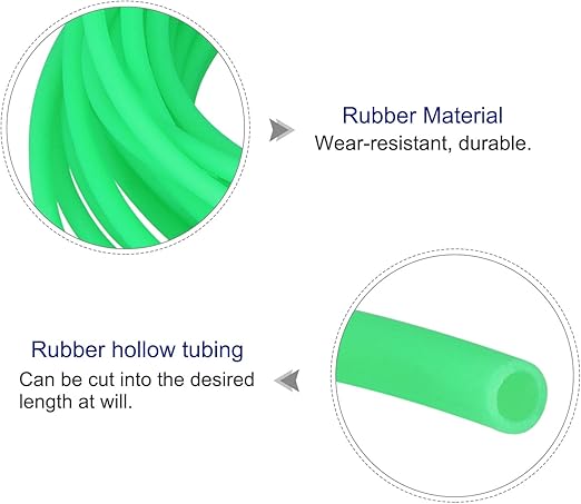 MECCANIXITY Rubber Cord Tube 10ft(3 m) 2mm Dia 1mm Hole Dark Green Hollow Tubing for DIY Craft Beading Necklaces Bracelet