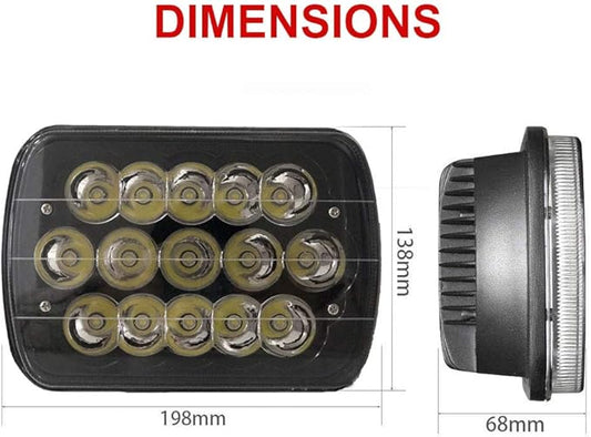 Black Pair 45w 7x6 5x7 Inch Headlights 6052 6054 H5054 H6054 HiLow Sealed Beam Replacement Compatible With Chevy Express Cargo Van 1500 2500 3500 Jeep Toyota Pickup Dodge Ford F250 E350