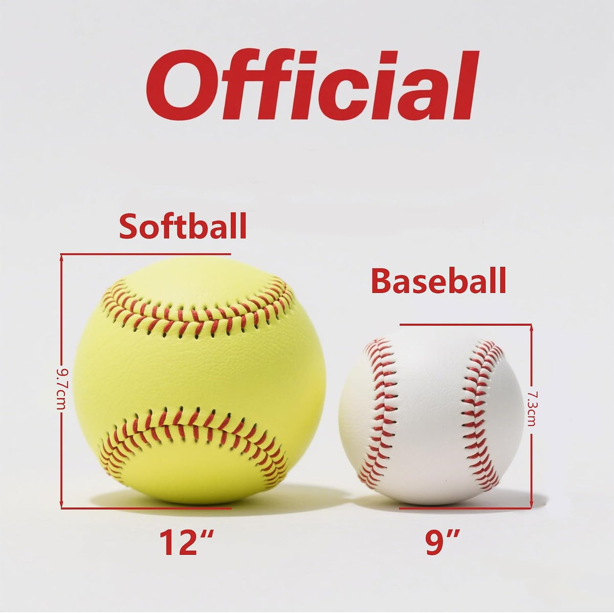 Official Size 12" Softballs - Fastpitch Practice & Training Balls, Leather Covered (pack of 4)