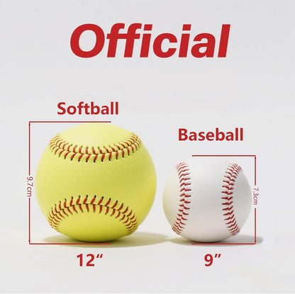 Official Size 12" Softballs - Fastpitch Practice & Training Balls, Leather Covered (pack of 4)