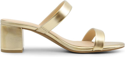 Women's Two Strap Open Toe Low Block Chunky Heels Sandals Dress Pumps Casual Summer Mules Shoes