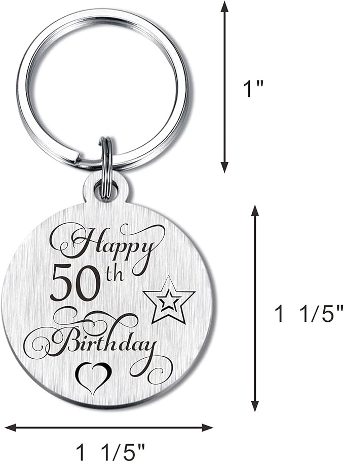 Laluminter Happy Birthday Gifts Keychain Presents for Girls Women Boys Men, Double Sides Engraved