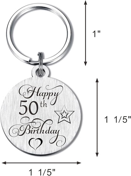 Laluminter Happy Birthday Gifts Keychain Presents for Girls Women Boys Men, Double Sides Engraved