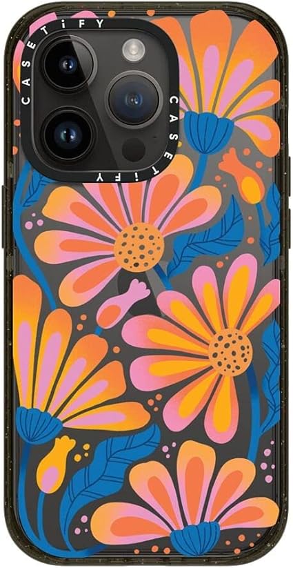 CASETiFY Impact iPhone 14 Pro Case 4X Military Grade Drop Tested  8.2ft Drop Protection - Lazy Daisy - Glossy Black