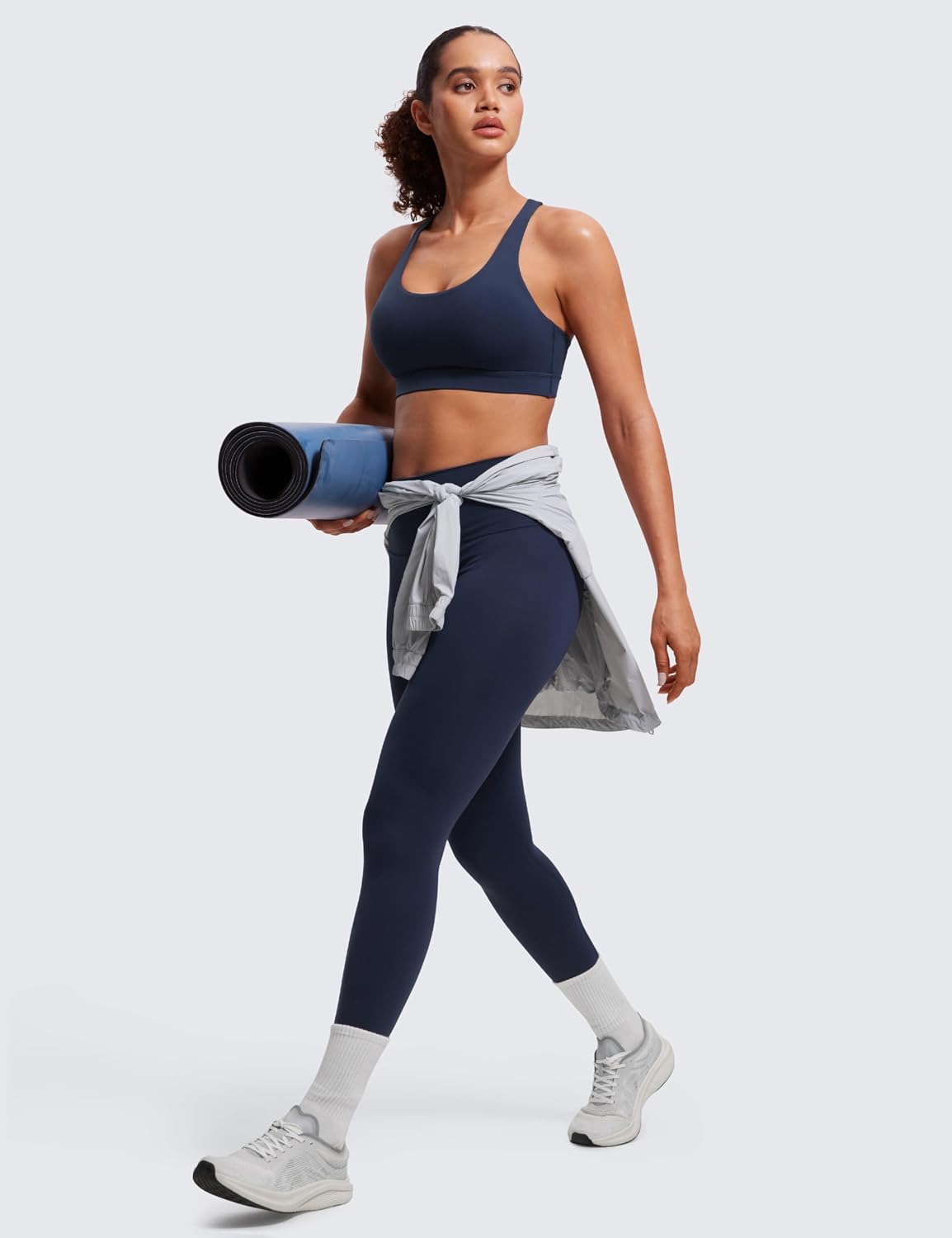 CRZ YOGA Naked Feeling Strappy Sports Bras Medium Support, Removable Pads, Yoga, Sleek, Scoop Neck, for Women