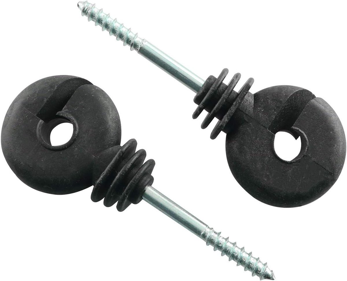 JCBIZ Screw-In Wood Post Ring Insulators for Electric Fence, 12 Pcs, Black