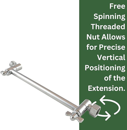 High Sierra Showerheads - Adjustable Shower Arm Extension for Shower Heads - Extra Secure Locking Mechanism - Rotating Nut for Perfect Installation - 9" Shower Extension Arm - Solid Metal - Chrome
