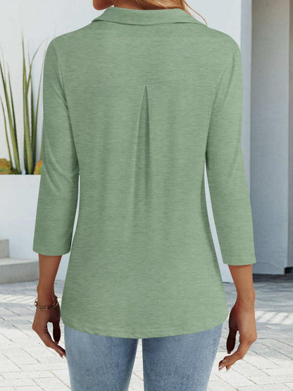 LYHIPSS 3/4 Length Sleeve Womens Tops Dressy Casual V Neck Polo Shirts Business Work Blouses 2025 Trendy Tunic Top