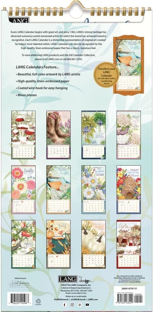 Lang, Abundant Friendship 2026 Vertical Wall Calendar, 8'' X 15.8'', 12-Month Calendar with Stapled Binding