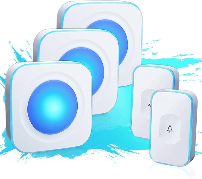 Wireless Doorbells for Home Hearing Impaired Doorbell 2 Buttons  3 Receivers Flashing Light Wireless Doorbell for Office Classroom Bedroom 1200Ft 36 Ringtones 4 Volume JSIEEM(White)