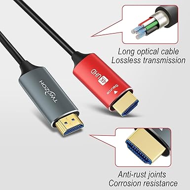 Twozoh HDMI Fiber Optic Cable 250FT, Long 4K Fiber HDMI Cord Supports 4K@60Hz/18Gbps