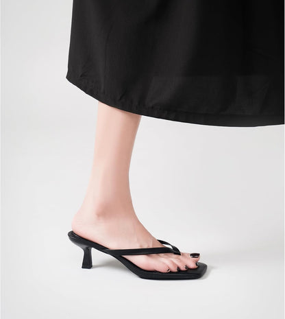LULLASONG Women's Kitten Heels Sandals Square Open Toe Flip Flop Heels 1.8-2 Inch Heeled Sandals for Women