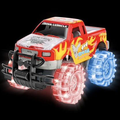 ArtCreativity Light Up Red Monster Truck, 1 Piece, 8 Inch Monster Truck Toy with Flashing LED Tires  Batteries, Push n Go Car Toys for Kids, Fun Gift for Boys  Girls Ages 3  Up...