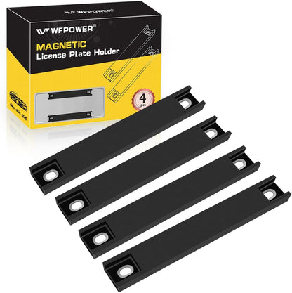 4 Pack License Plate Magnet, Premium Rubber Coated Magnetic License Plate Holder, Black Dealership Demo Tag Test Drives Temp Holder for Car Dealer Magnet License Plate, No Scratch for Car (screws not included)