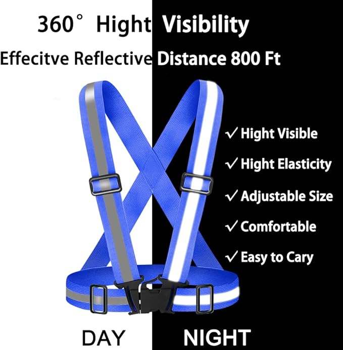 High Visibility Reflective Vest Safety Vest Running Reflective Gear Adjustable Reflective Vest for Walking,Jogging,Hiking,Night Cycling