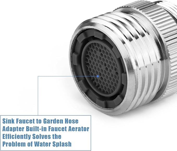 Faucet adapter with aerator, 34-inch garden hose to 12 sink faucet, polished chrome faucet adapter kit for garden hose