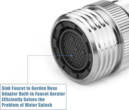 Faucet adapter with aerator, 34-inch garden hose to 12 sink faucet, polished chrome faucet adapter kit for garden hose