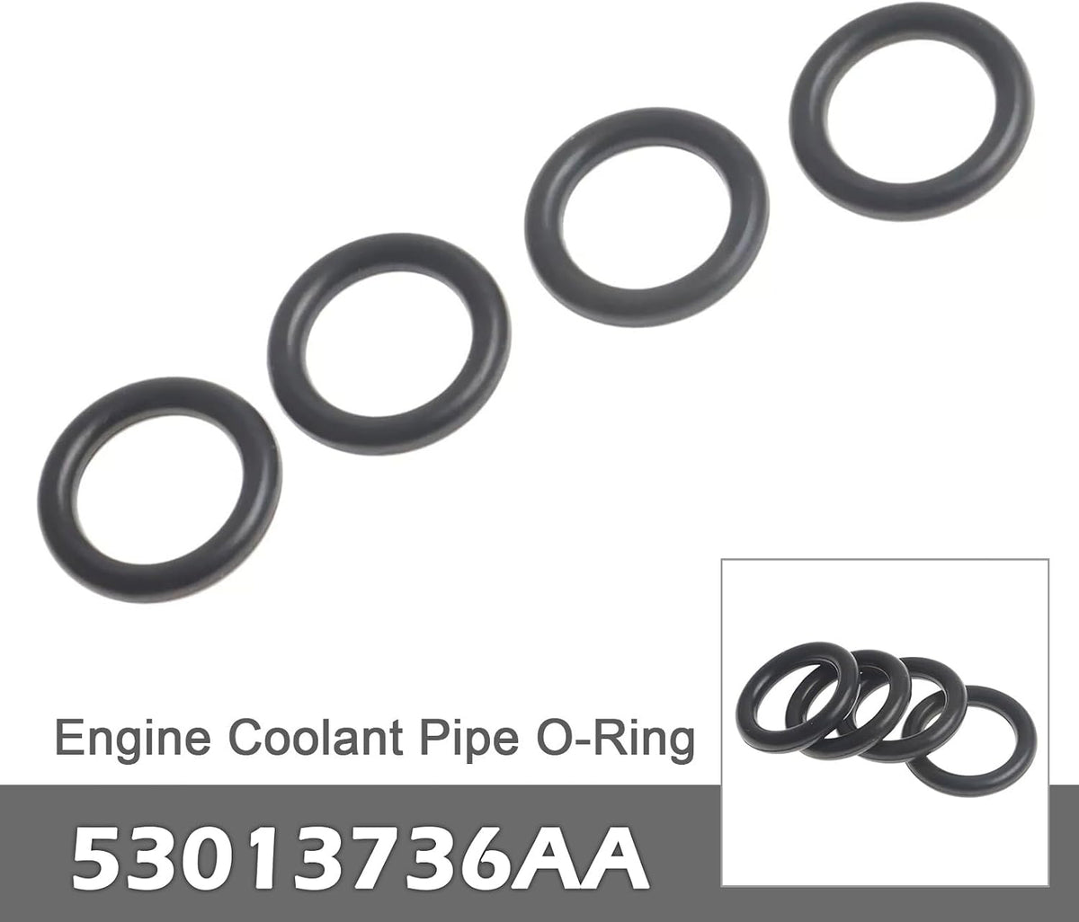 Engine Coolant Pipe O-Ring 53013736AA for 5.7L & 6.4L Engines Only, 4pc, For Chrysler 300 2005-18, for Dodge Durango 2011-17, Charger 2006-17, Challenger 2009-18, Grand Cherokee 2005-18