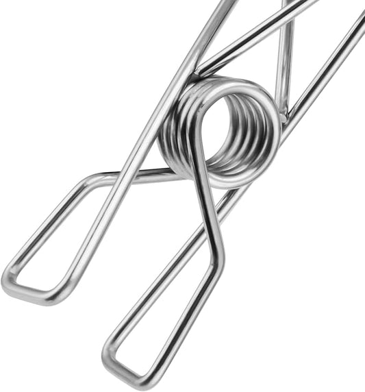 HOZEON 100 Pack 2 Inches Stainless Steel Clothespins, Metal Clothes Pins, Bulk Clothes Pins Small Wire Clips Drying Pegs Hanging Clip Clamps for Clothesline, Food Bag, Photos, Silver