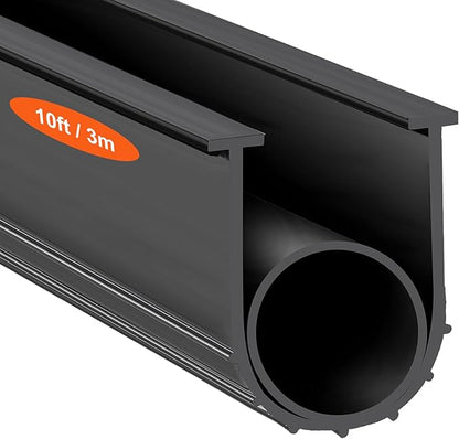 VEVOR Garage Door Seals Bottom Rubber, U Shape +O Ring Garage Door Weather Stripping, Universal Weatherproof Threshold Buffering Sealing Rubber, 5/16 inch T-Ends and 3 3/4 inch Width (10 Ft, Black)