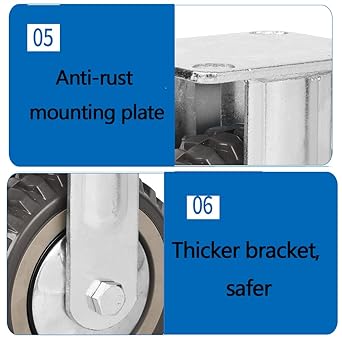 4568inch Heavy Duty Industrial Caster Wheel,Transport Casters for Trolley Furniture Workbenches,Fixed Caster,Swivel Caster,Optional Brakes,1 Piece
