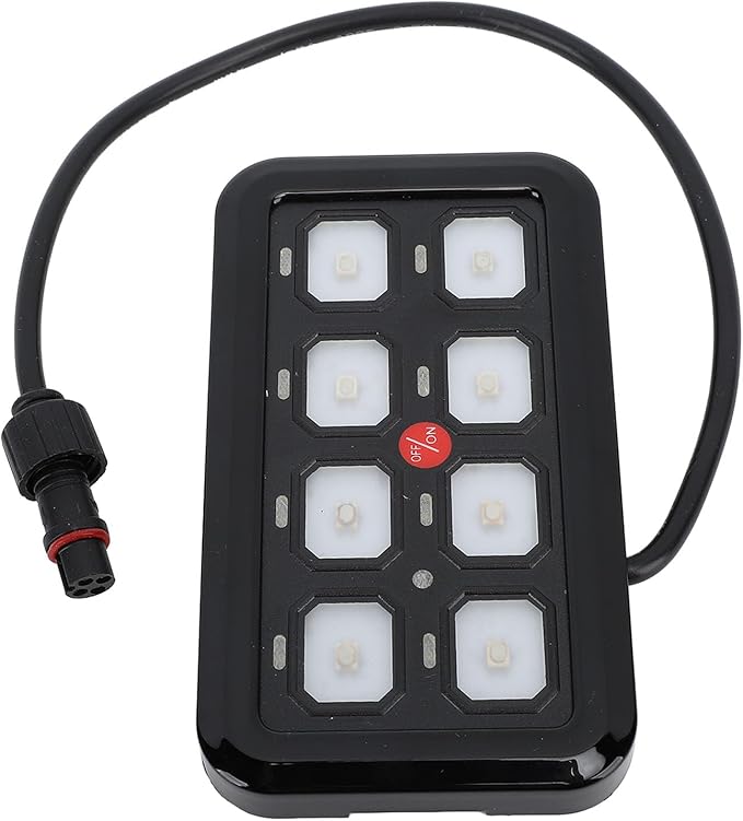 8 Gang Switch Panel Control, Waterproof High Power Light Switch System, Ideal for off road vehicles, ATVs, UTVs, SUVs, cars, trucks, boats