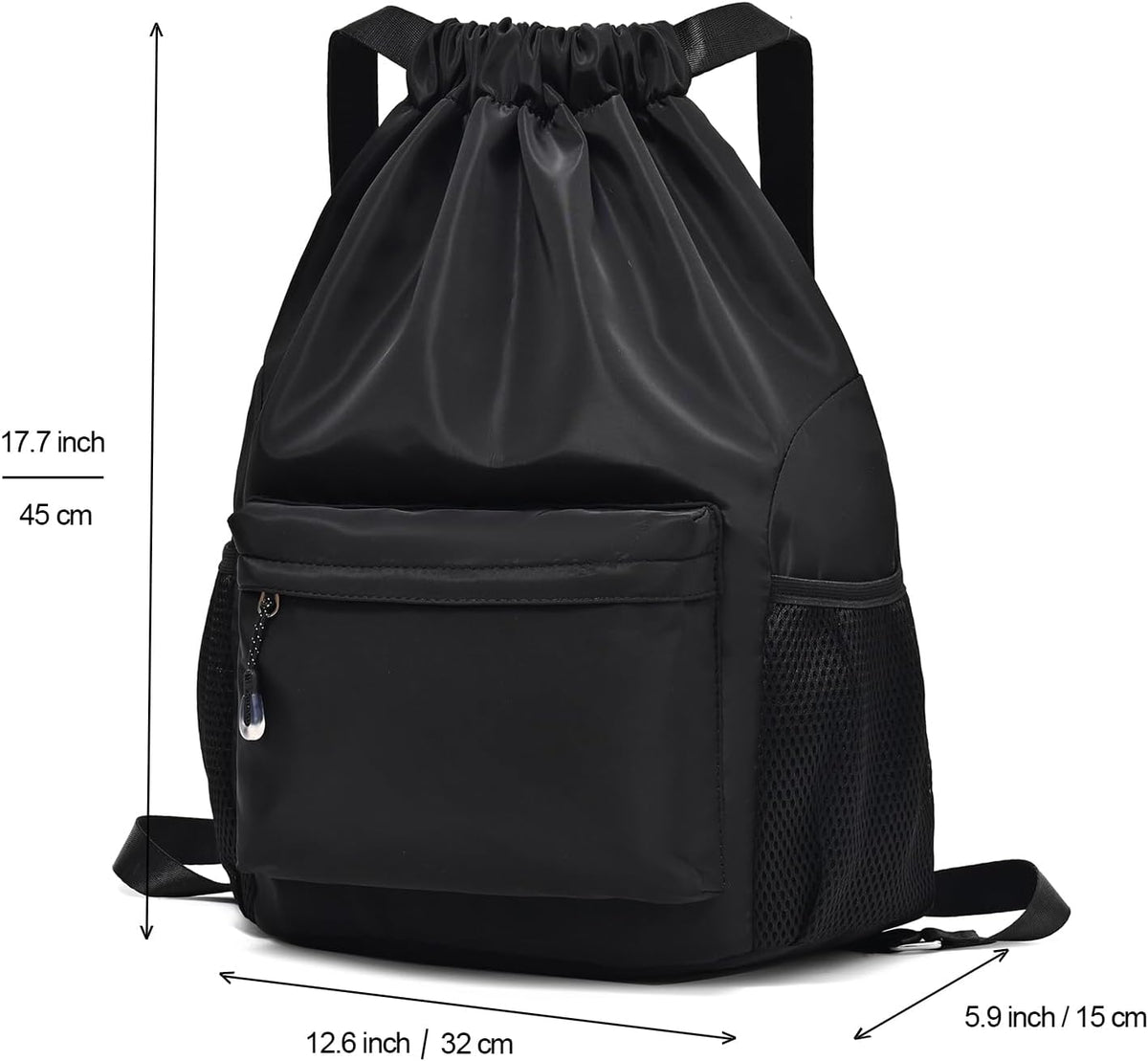 Drawstring Backpack for Women, Waterproof Drawstring Gym Bag for Men, Cinch Sack for Basketball, Pull String Sport Bag for Soccer. (Grey)