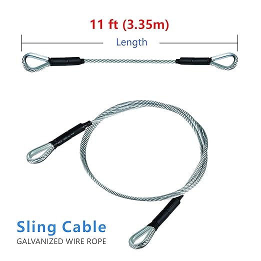 Zip Line Sling Cable, Wire Rope, 81114 Foot, 316In (11 Foot)