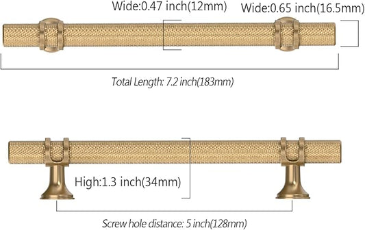 Asidrama 10 Pack 5 Inch(128mm) Knurled Champagne Bronze Kitchen Cabinet Handles, Cabinet Pulls Kitchen Cabinet Hardware Cupboard Handles Drawer Pulls