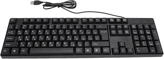 USB Wired Minority Language Keyboard (Russian, Spanish, French, English), 104 Keys 1.5m Cable, Ergonomic Design Stable Performance, Plug and Play for Desktop and Laptop (Russian)