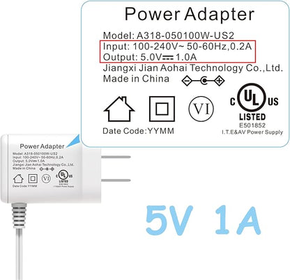 HelloBaby Official replacement charger for baby monitor HB6550HB6560HB50-5V, baby monitor power cable adapter, charging cable for HelloBaby (2022 models) with
