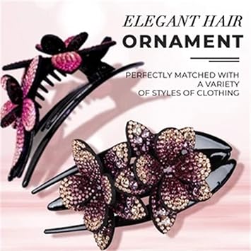 Rhinestone Hair Clips Duck Billed Plastic Flower Hair Clips Hair Claw Clips for Women Hair Barrettes for Girls Wedding Hairpin Bridal Hairpins Delicate Hair Accessories, Brown