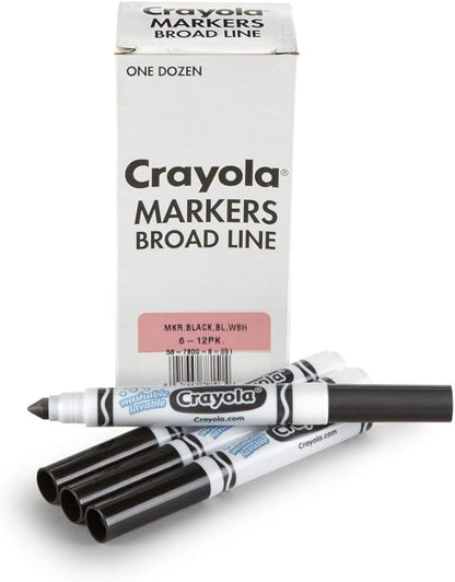 Crayola Washable Markers - Black (12ct), Kids Broad Line Markers, Bulk Markers for Classrooms  Teachers