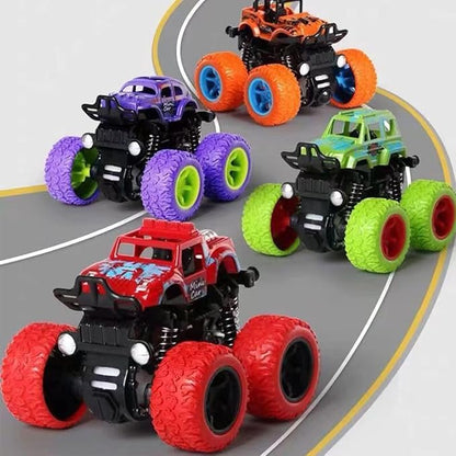 Monster -Truck -Toys, Friction Powered Monster Trucks for Boys, Push and Go Vehicles Toy for Kids, Inertia Vehicle, Stunt On-Road Vehicle, Great for Birthday Party Gift for Boys Girls (Red)