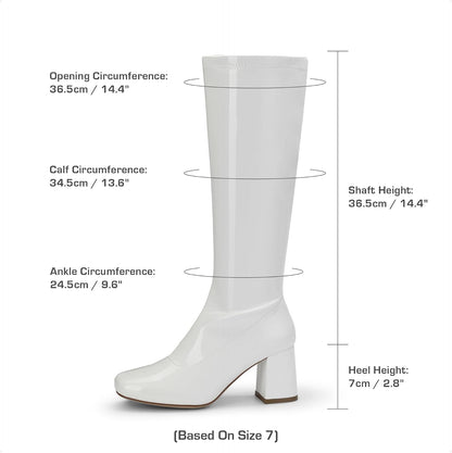 DREAM PAIRS Women's Gogo Boots Square Toe Chunky Wide Calf Knee High Boots
