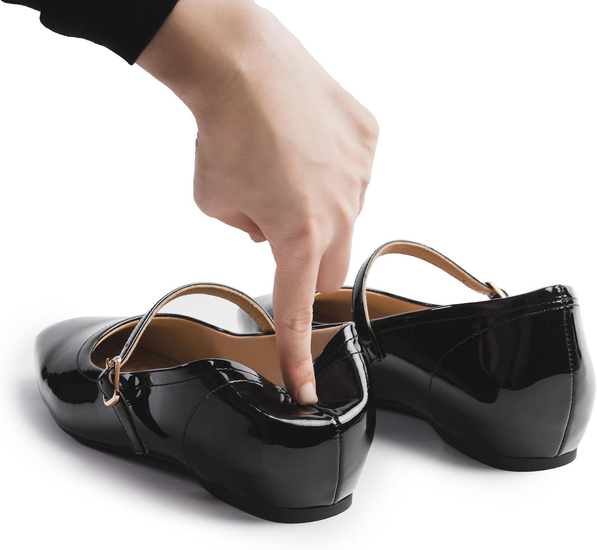 Cusolemore Mary Jane Flat Shoes with Arch Support and Hidden Wedge Heel, Women Ballet Flats, Mary Jane Flats, Comfortable Dress Shoes