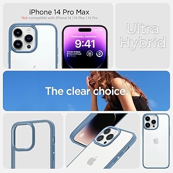 Spigen Ultra Hybrid Designed for iPhone 14 Pro Max Case (2022) [Anti-Yellowing], [Military-Grade Protection] - Sierra Blue